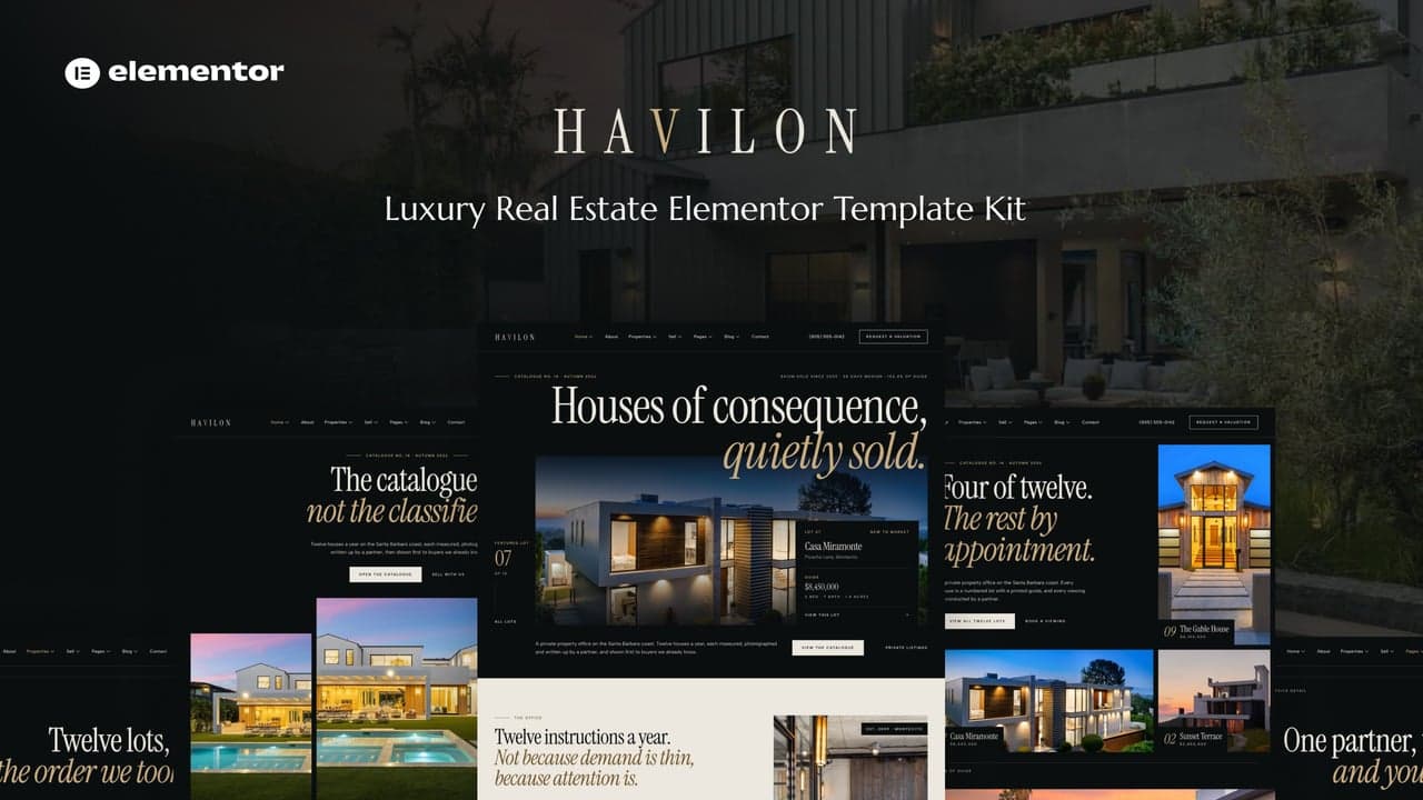 Havilon - Luxury Real Estate Elementor Template Kit full template preview