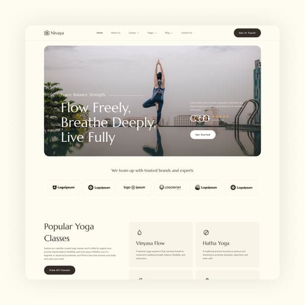Nivaya - Yoga Studio & Fitness HTML Template, HTML Template template preview