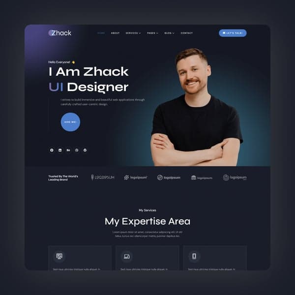 Zhack - Personal Portfolio & Resume Elementor Template Kit, Elementor template preview