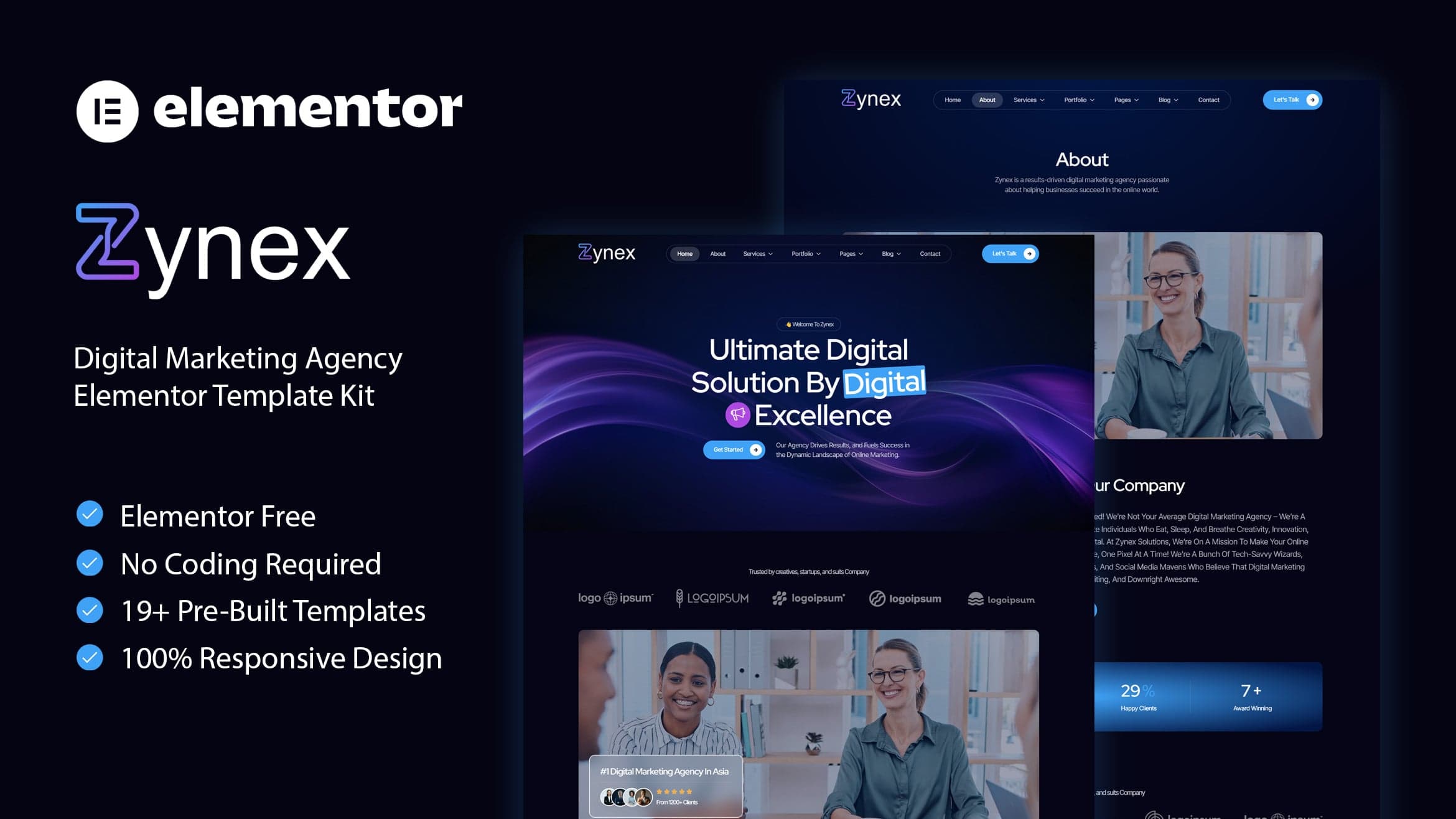 Zynex - Digital Marketing Agency Elementor Template Kit full template preview