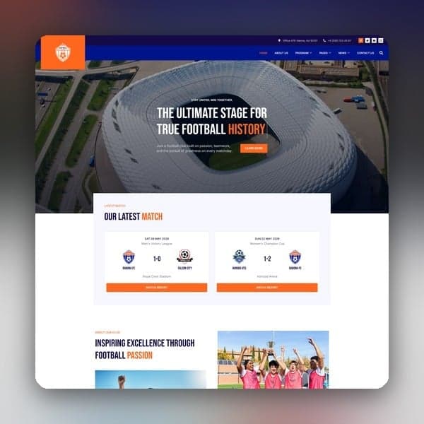 Rabona - Football & Soccer Club Elementor Template Kit, Elementor template preview