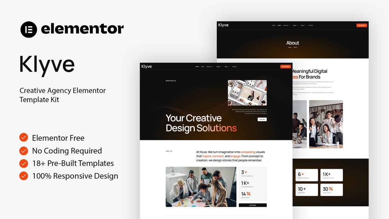 Klyve - Creative Agency Elementor Template Kit full template preview