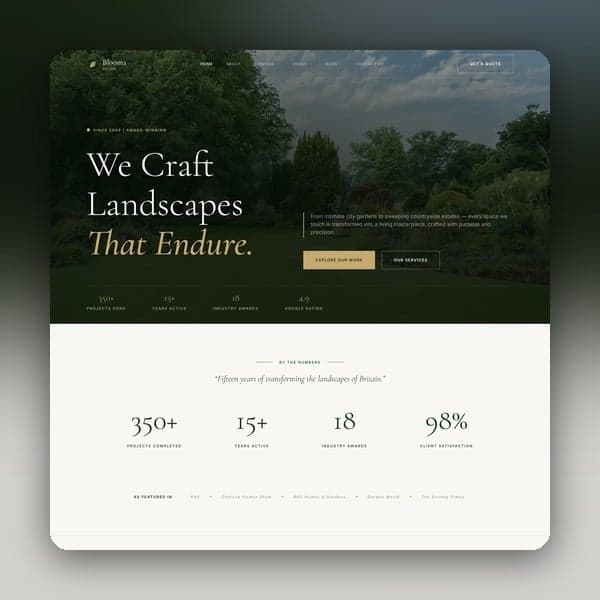Blooma - Landscape & Gardening Elementor Template Kit, Elementor template preview