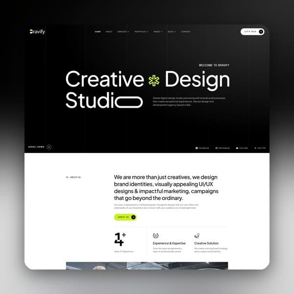 Bravify - Creative Agency Elementor Template Kit, Elementor template preview