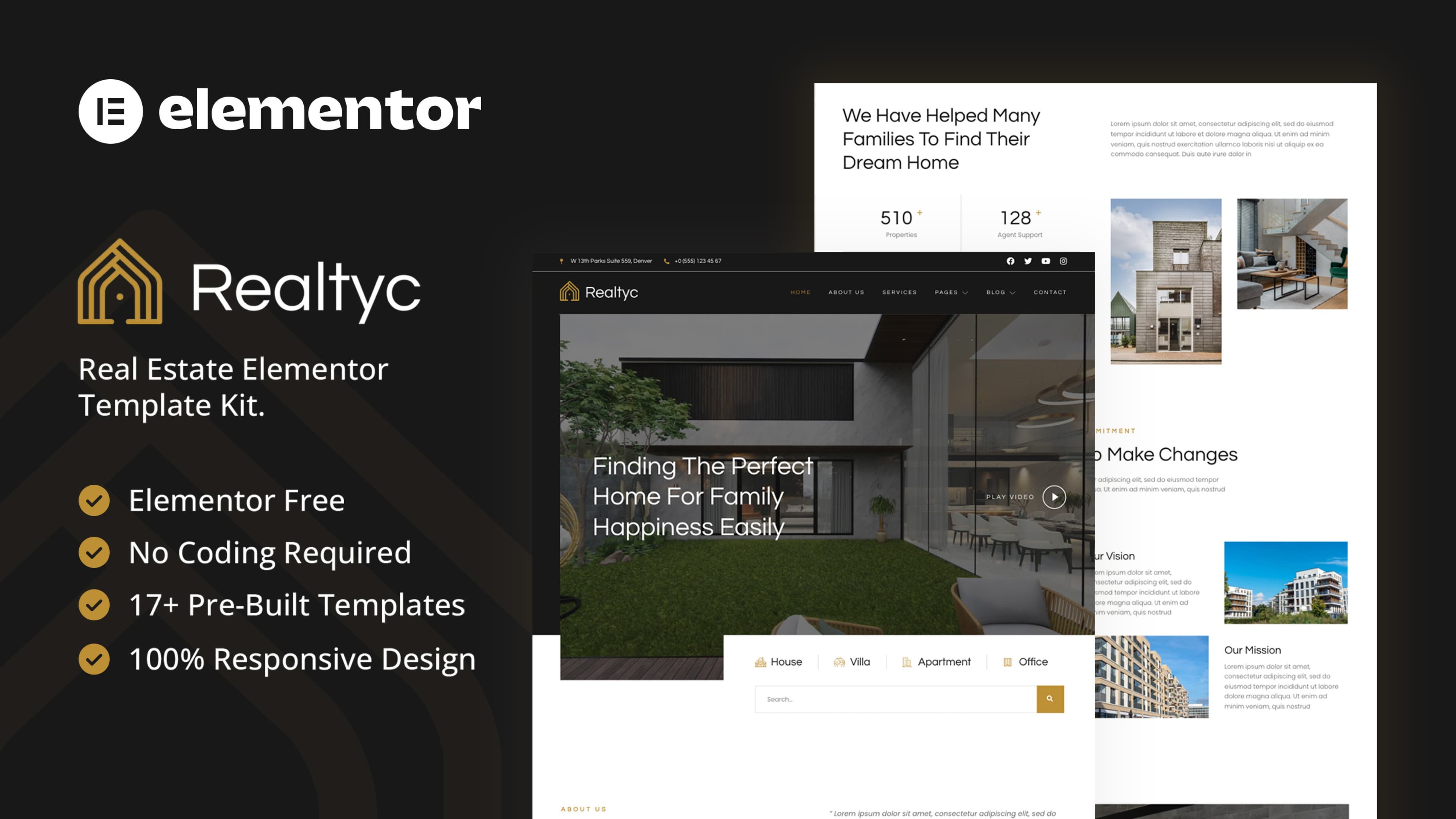 Realtyc - Real Estate Elementor Template Kit — full template preview