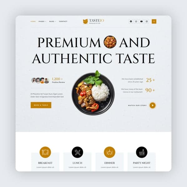 Tasteio - Restaurant & Cafe Elementor Template Kit, Elementor template preview