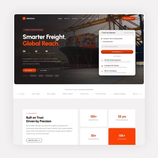 Meridax - Logistics & Transportation HTML Template, HTML Template template preview
