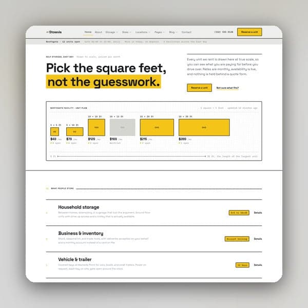Stowvia - Self Storage & Facility Elementor Template Kit, Elementor template preview