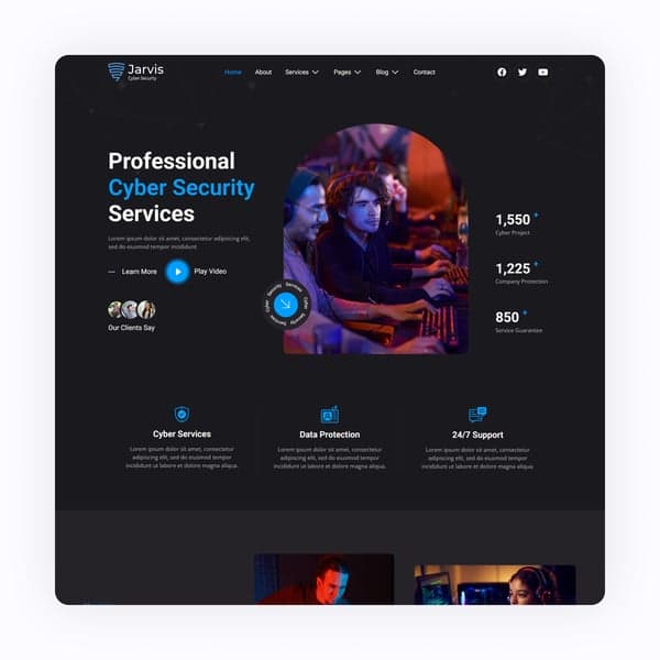 Jarvis - Cyber Security Services Elementor Template Kit — Elementor template preview