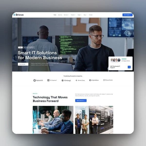 Brixvo - IT Service & Support Elementor Template Kit, Elementor template preview