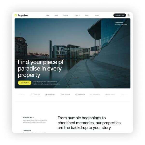 Propeble - Apartment & Property Elementor Template Kit, Elementor template preview