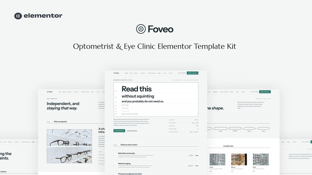 Foveo - Optometrist & Eye Clinic Elementor Template Kit full template preview