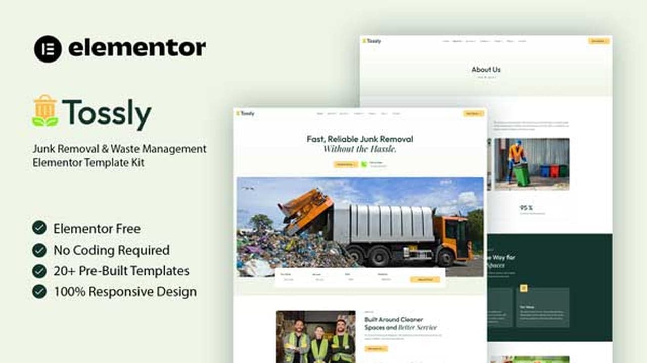 Tossly - Junk Removal & Waste Management Elementor Template Kit full template preview