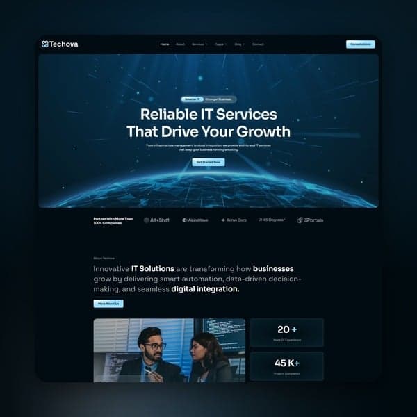 Techova - IT Solutions & Services Elementor Template Kit, Elementor template preview