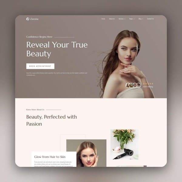 Zavona - Hair & Beauty Salon Elementor Template Kit, Elementor template preview
