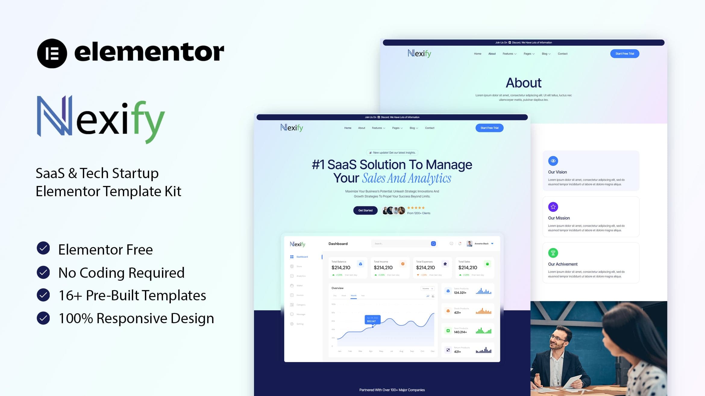 Nexify - SaaS & Tech Startup Elementor Template Kit full template preview