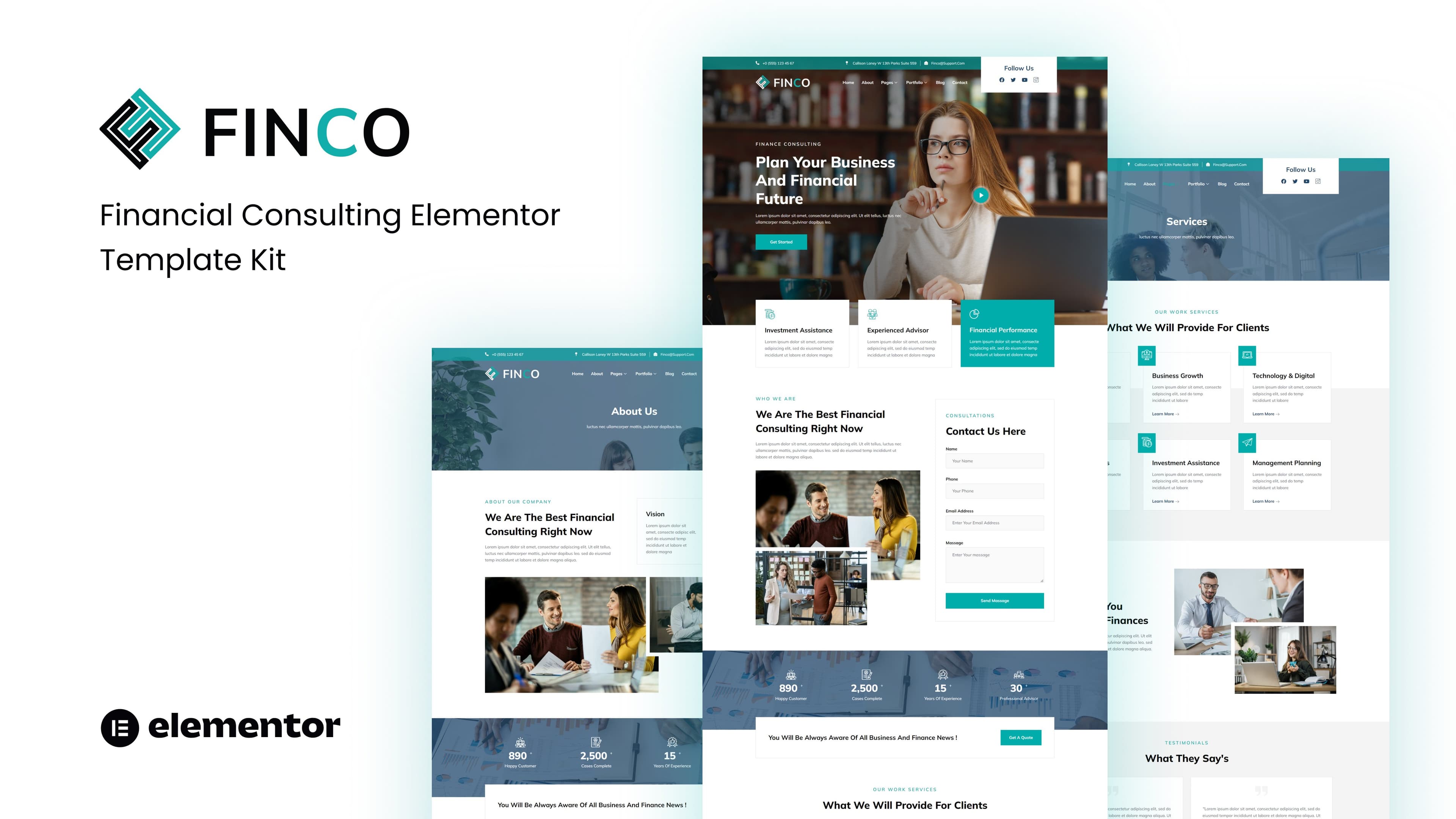 Finco - Financial Consulting Elementor Template Kit — full template preview
