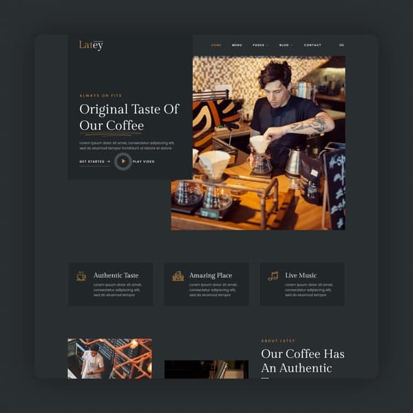 Latey - Coffee Shop & Cafe Elementor Template Kit — Elementor template preview