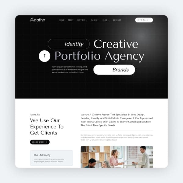 Agatha - Creative Portfolio & Agency Elementor Template Kit, Elementor template preview