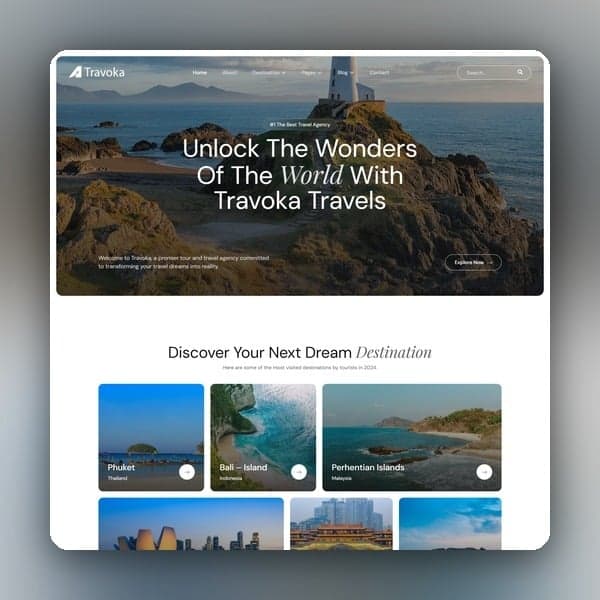 Travoka - Travel & Tour Agency Elementor Template Kit, Elementor template preview