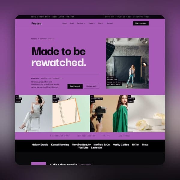 Feedra - Social Media & Content Agency Elementor Template Kit, Elementor template preview