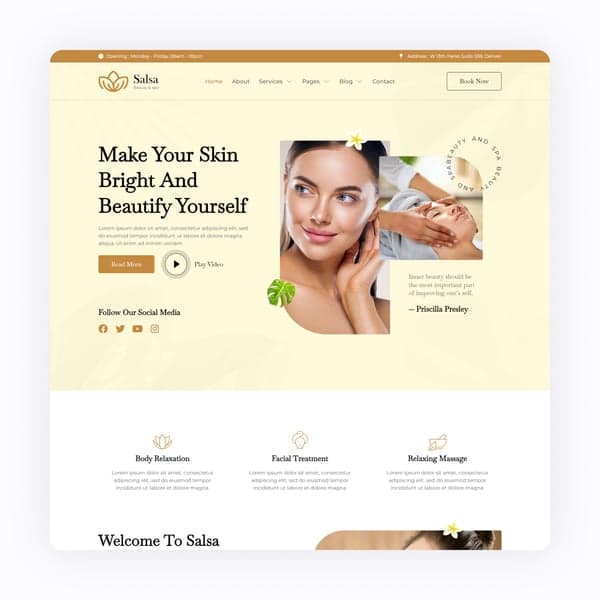 Salsa - Beauty & Spa Elementor Template Kit — Elementor template preview