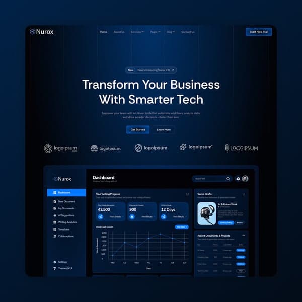 Nurox - AI Saas & Digital Company Elementor Template Kit — Elementor template preview