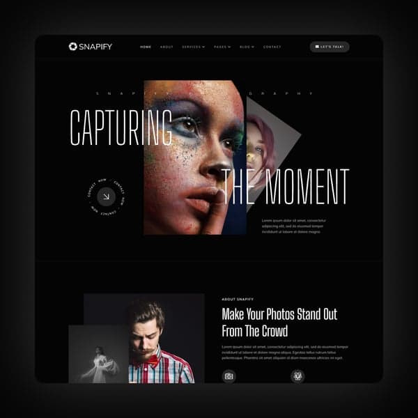 Snapify - Photography & Portfolio Elementor Template Kit, Elementor template preview