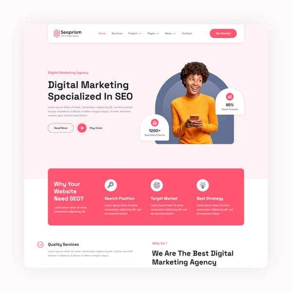 Seoprism - SEO & Digital Agency Elementor Template Kit — Elementor template preview