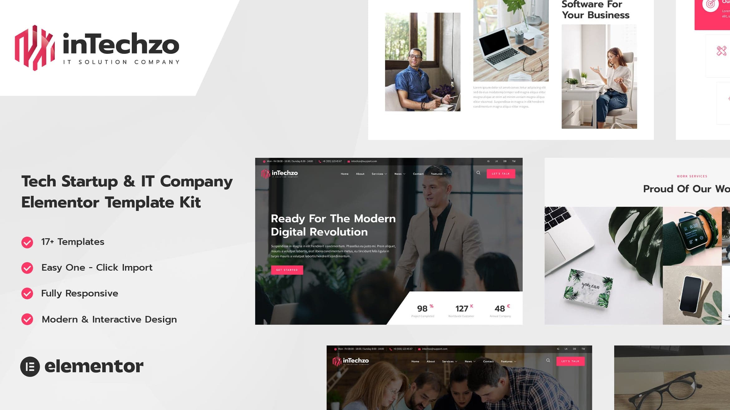 inTechzo - Startup & IT Company Elementor Template Kit — full template preview