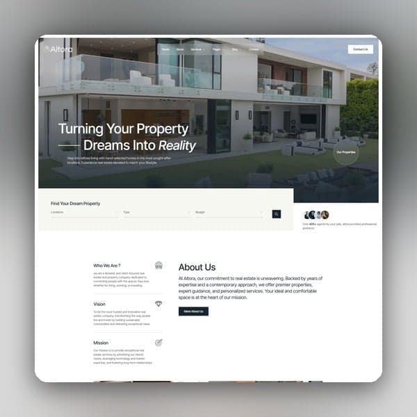 Altora - Real Estate & Property Elementor Template Kit, Elementor template preview