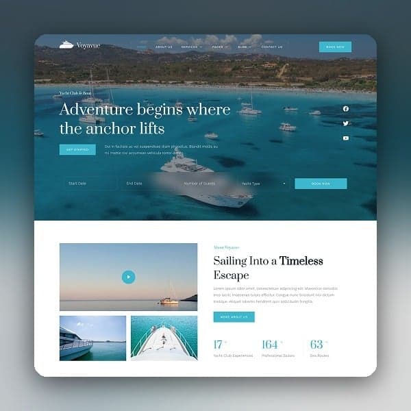Voyavue - Yacht Club & Boat Rental Elementor Template Kit, Elementor template preview