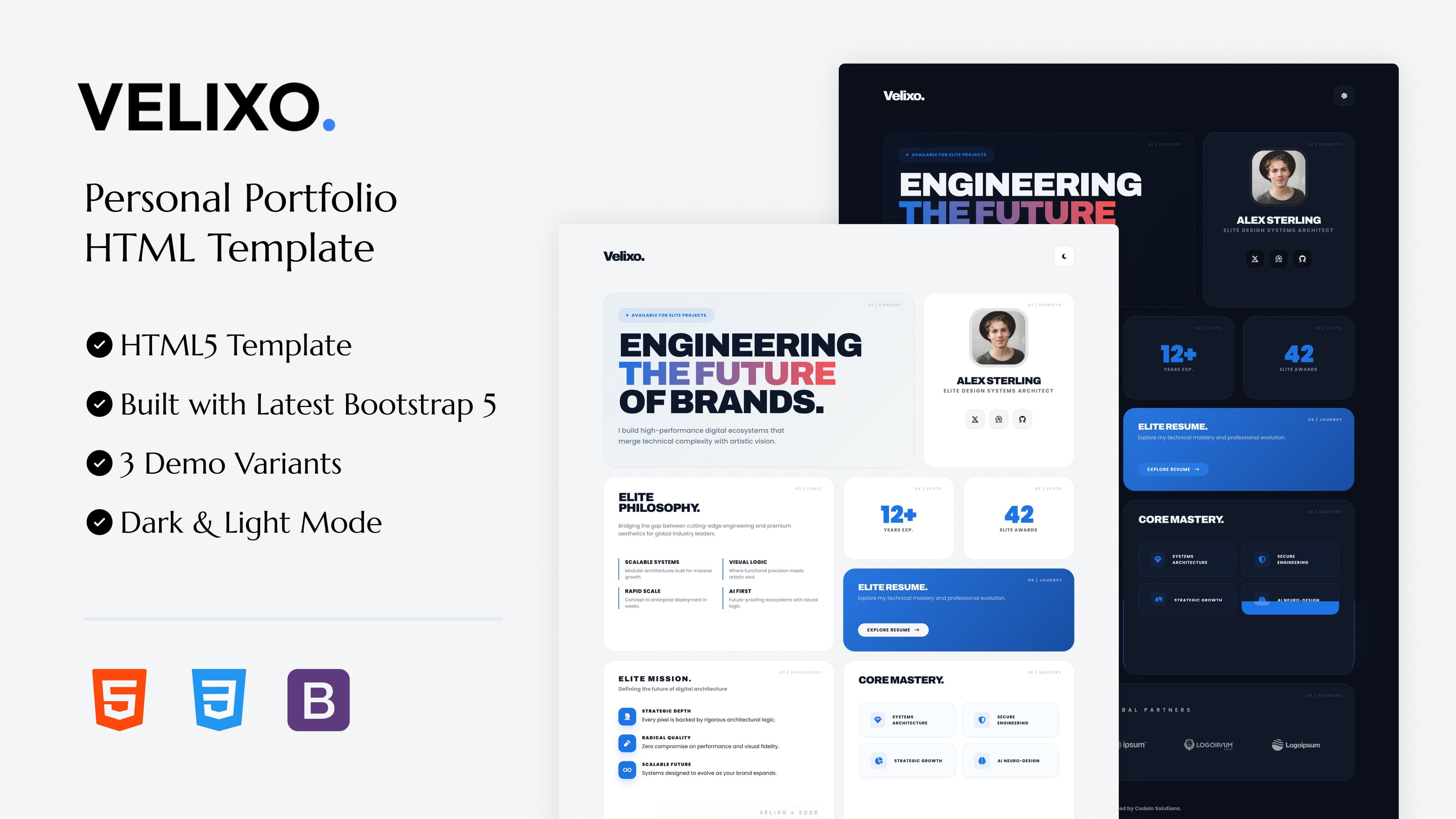 Velixo - Personal Portfolio HTML Template full template preview