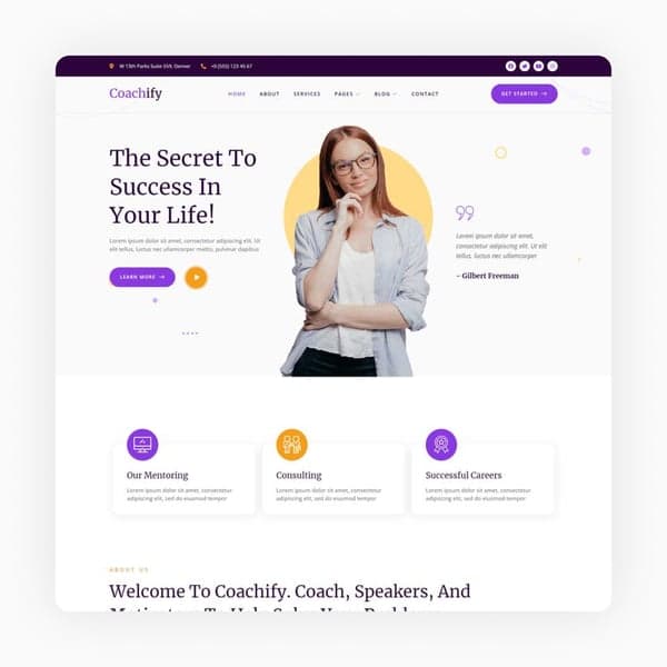 Coachify - Life Coach & Speaker Elementor Template Kit — Elementor template preview