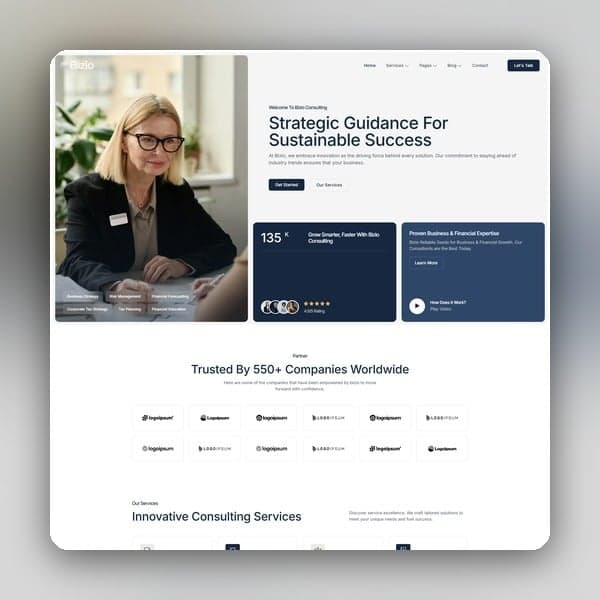 Bizio - Business and Finance Consulting Elementor Template Kit, Elementor template preview