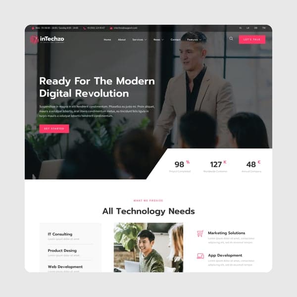 inTechzo - Startup & IT Company Elementor Template Kit, Elementor template preview