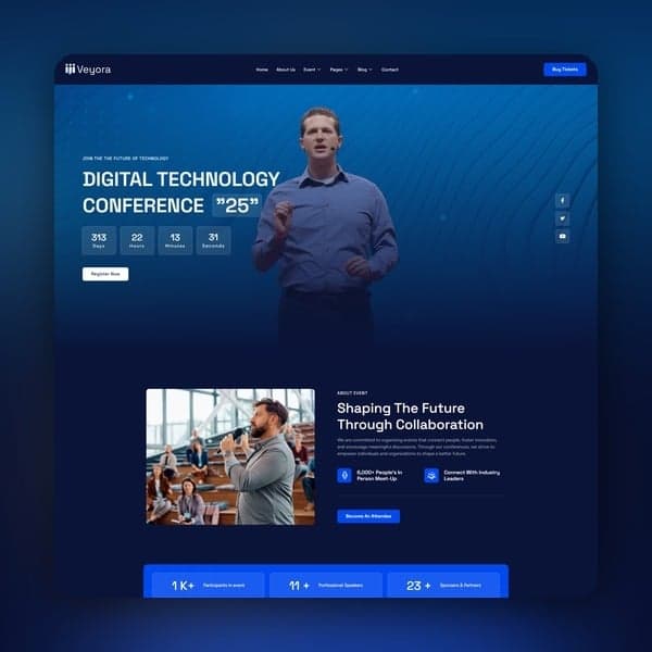 Veyora - Event & Conference Elementor Template Kit, Elementor template preview