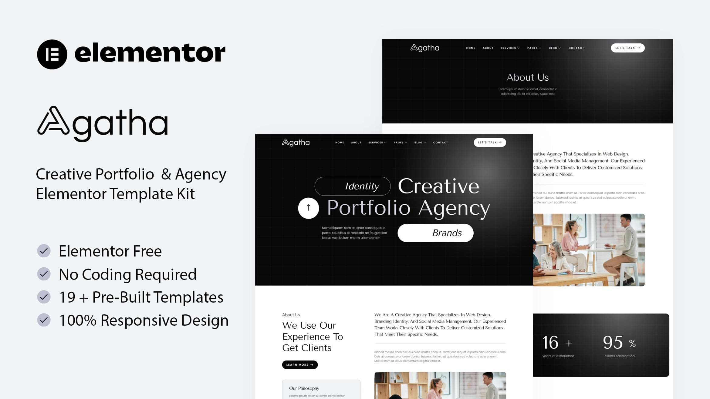 Agatha - Creative Portfolio & Agency Elementor Template Kit full template preview