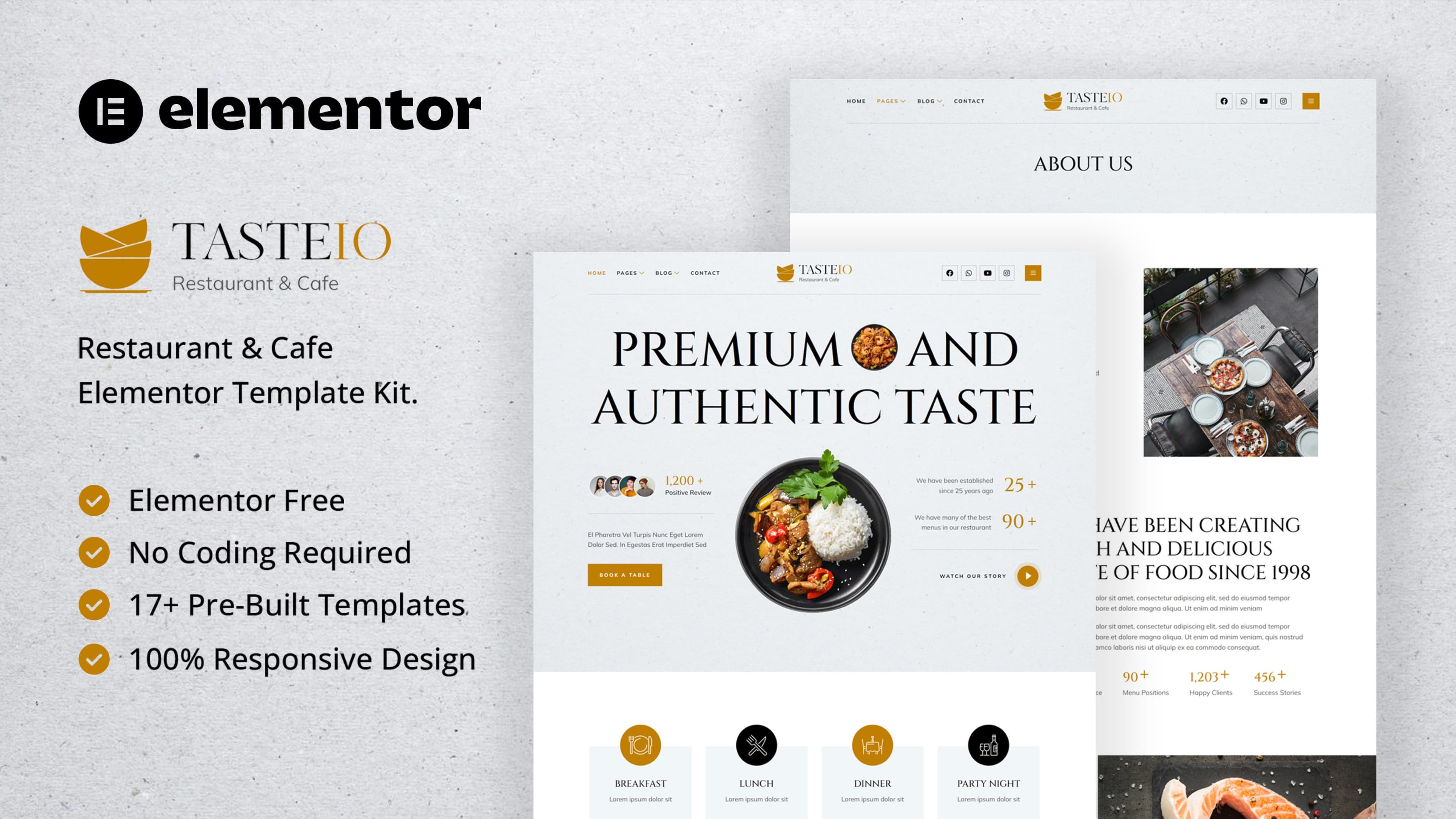 Tasteio - Restaurant & Cafe Elementor Template Kit full template preview